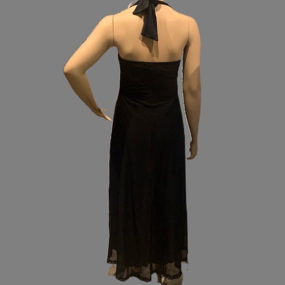 Igigi Halter Gown & Shrug Size 14/16 Sheer Black on Black, Lace Trim Hi-Lo Dress - Picture 8 of 15